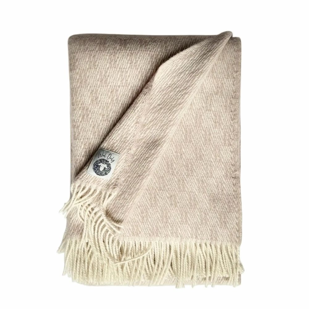Throw blankets - Wool blanket plaid, Merino Sand Rose - WOOL ONLY BY JOWOLLINA