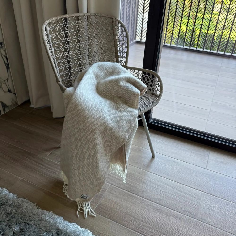 Throw blankets - Wool blanket plaid, Merino Sand Rose - WOOL ONLY BY JOWOLLINA