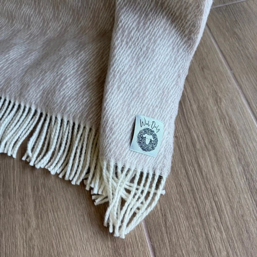 Throw blankets - Wool blanket plaid, Merino Sand Rose - WOOL ONLY BY JOWOLLINA