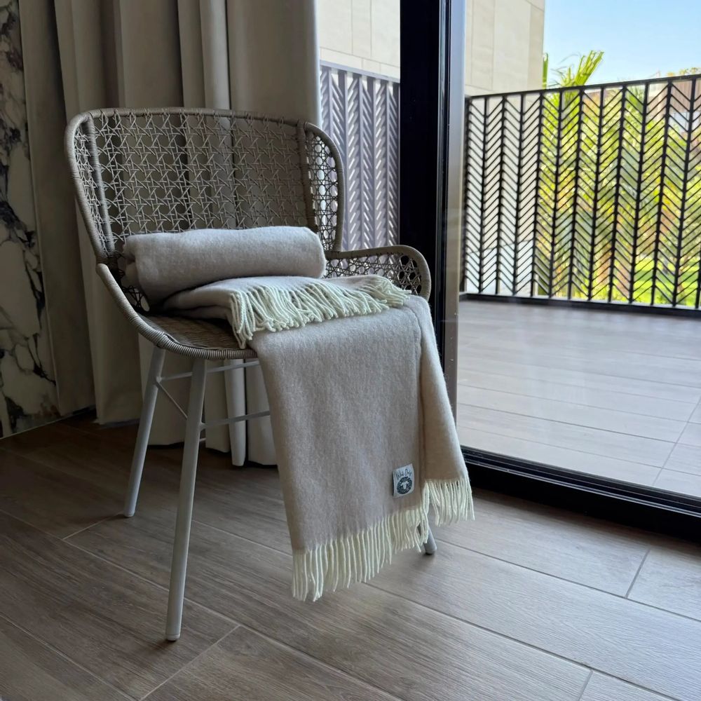 Throw blankets - Wool blanket plaid, Merino Chai Latte - WOOL ONLY BY JOWOLLINA