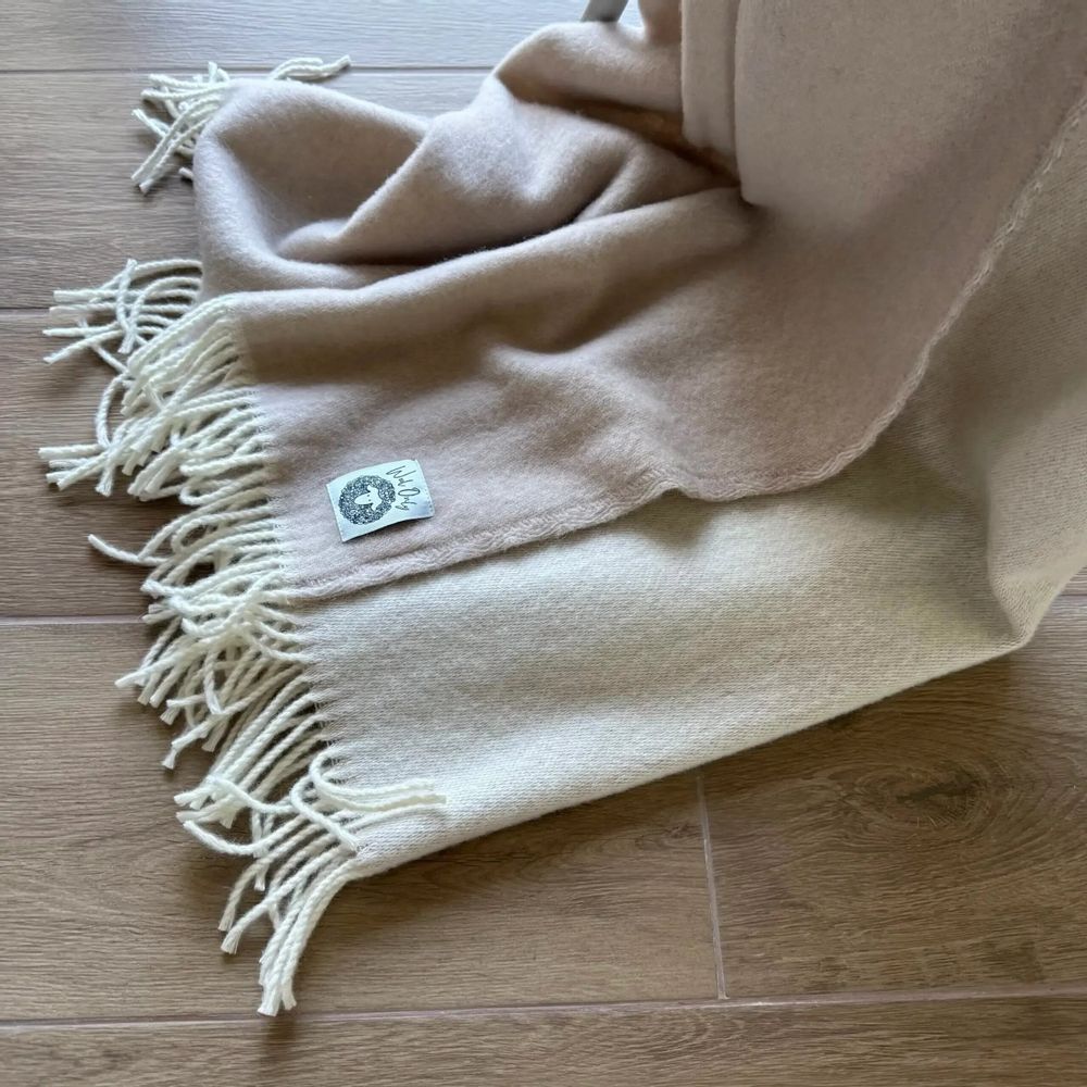 Throw blankets - Wool blanket plaid, Merino Chai Latte - WOOL ONLY BY JOWOLLINA
