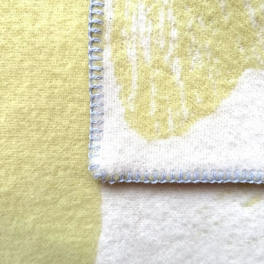 Throw blankets - Wool blanket plaid, Ginkgo Vintage Lemon - WOOL ONLY BY JOWOLLINA