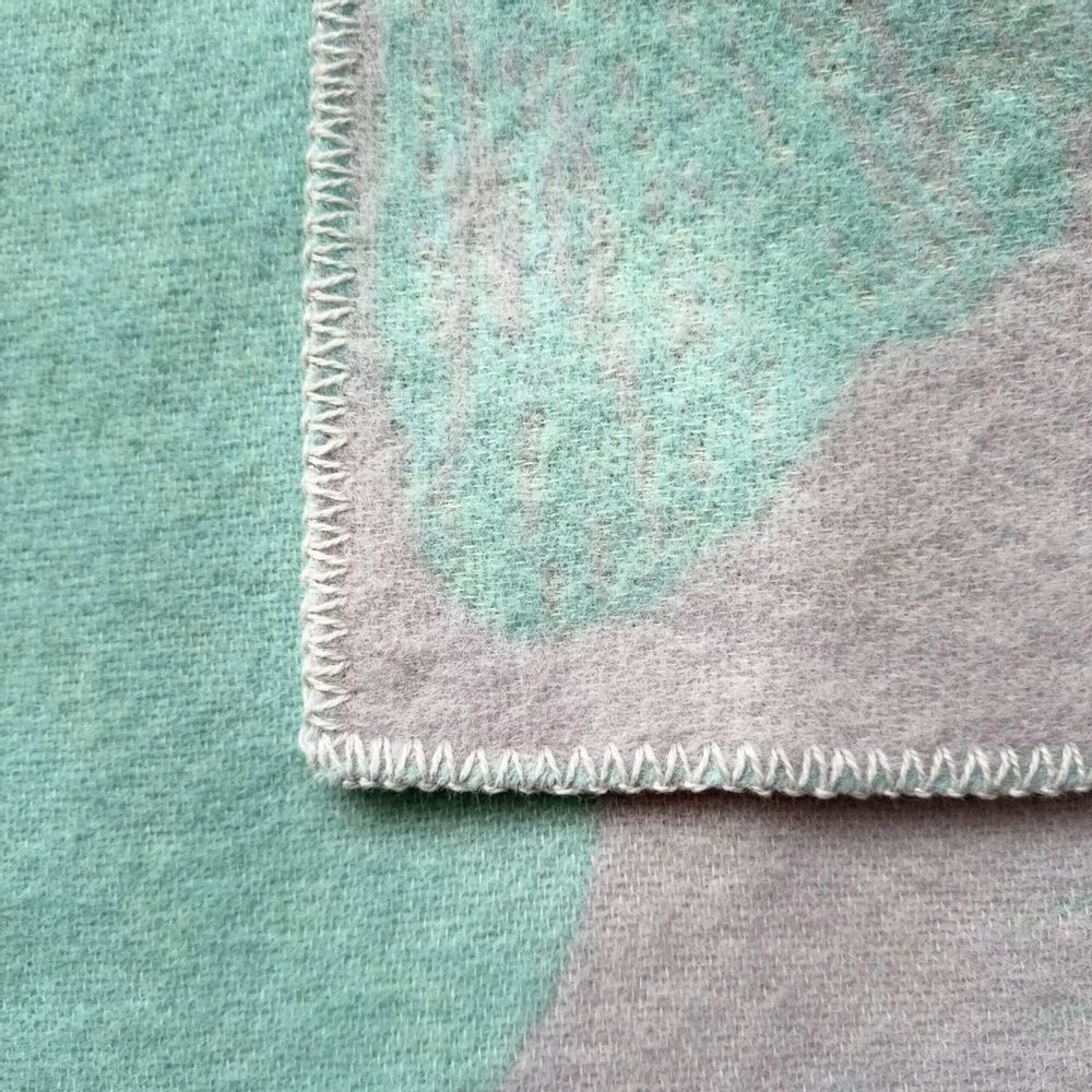 Throw blankets - Wool blanket plaid, Ginkgo Aura Blue - WOOL ONLY BY JOWOLLINA