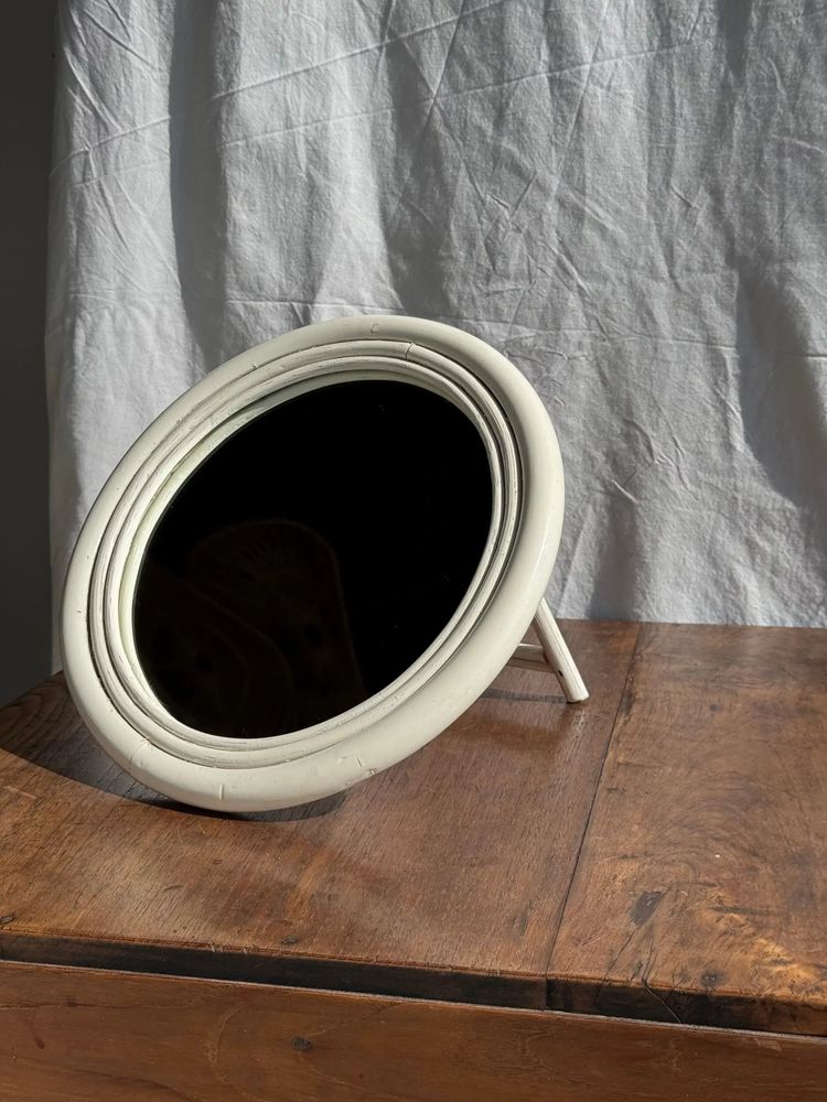 Miroirs - Petit miroir circulaire à fixer ou à poser blanc D29 - OFFICE OBJETS
