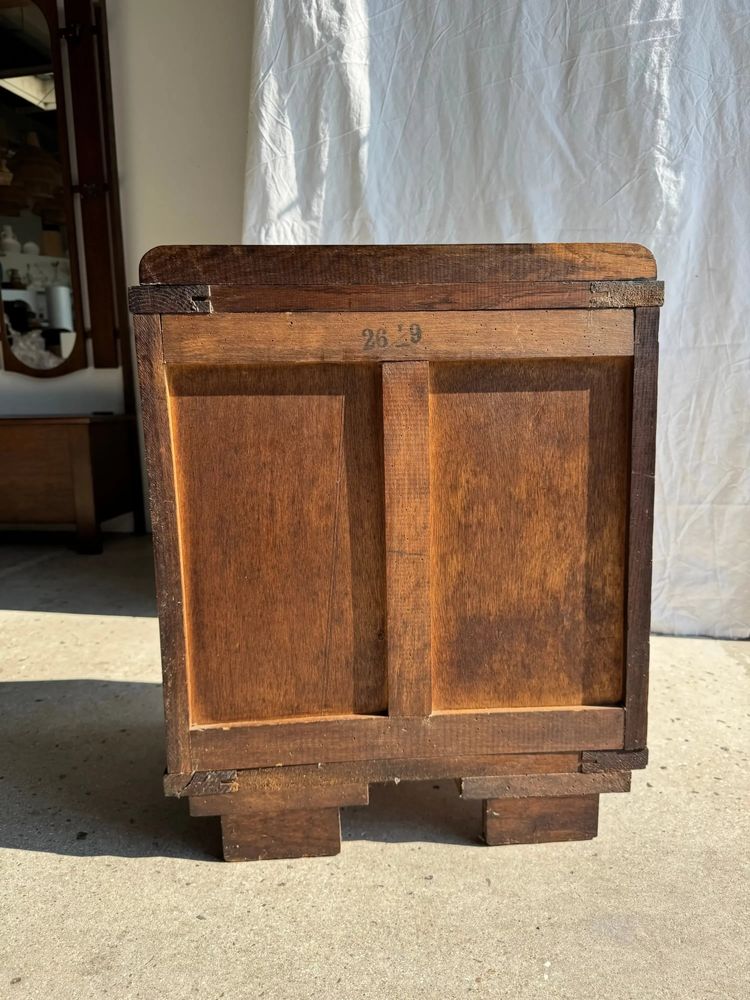 Other tables - Art Deco wooden bedside table with marble top and one drawer - OFFICE OBJETS