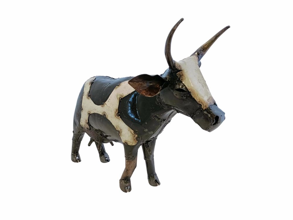 Outdoor decorative accessories - Recycled Metal Sculpture Cow 40cm - TERRE SAUVAGE
