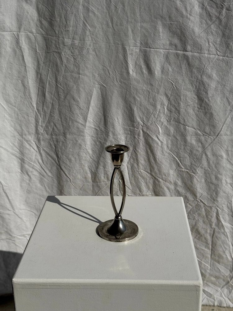 Bougeoirs et photophores  - Petit bougeoir argenté moderne vintage Made in England, Silver plate of Englande. IANTE. H16 - OFFICE OBJETS