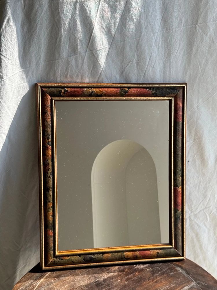Mirrors - Small vintage mirror with floral and gold frame H43.5 - OFFICE OBJETS