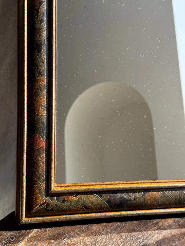 Mirrors - Small vintage mirror with floral and gold frame H43.5 - OFFICE OBJETS