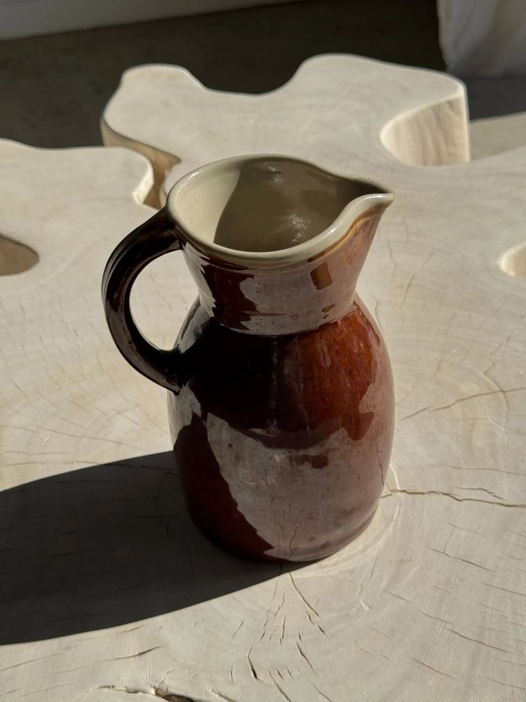 Carafes - Grand broc en grès marron vernis Grès du Berry Made in France H19 - OFFICE OBJETS