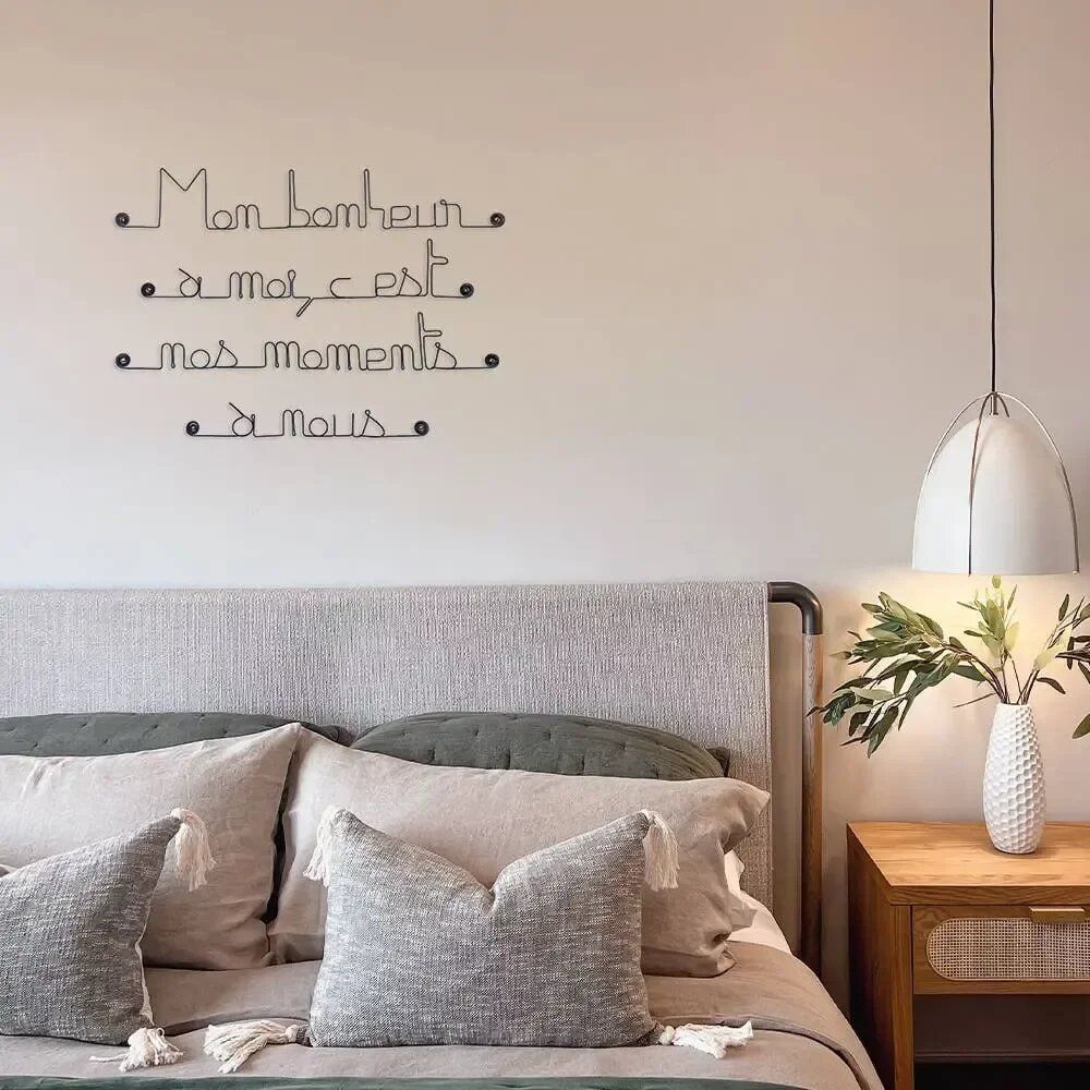 Other wall decoration - Quote on wire "Happiness and Love" - to pin - B - BIJOUX DE MUR