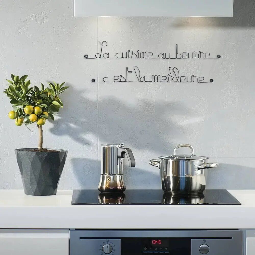 Autres décorations murales - Citation en fil de fer " La cuisine au beurre, c'est ..." - BIJOUX DE MUR