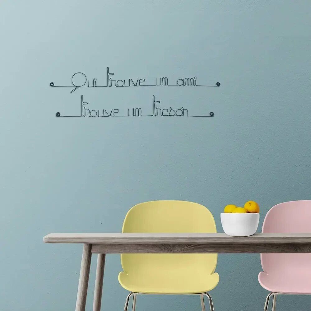 Autres décorations murales - Citation en fil de fer " Qui trouve un ami trouve un trésor - BIJOUX DE MUR