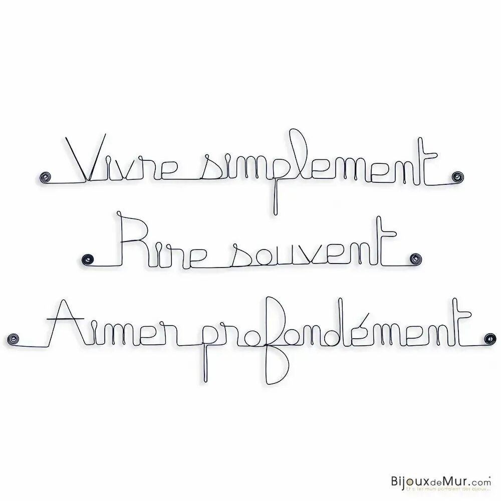 Autres décorations murales - Citation en fil de fer " Vivre, rire , aimer " - BIJOUX DE MUR
