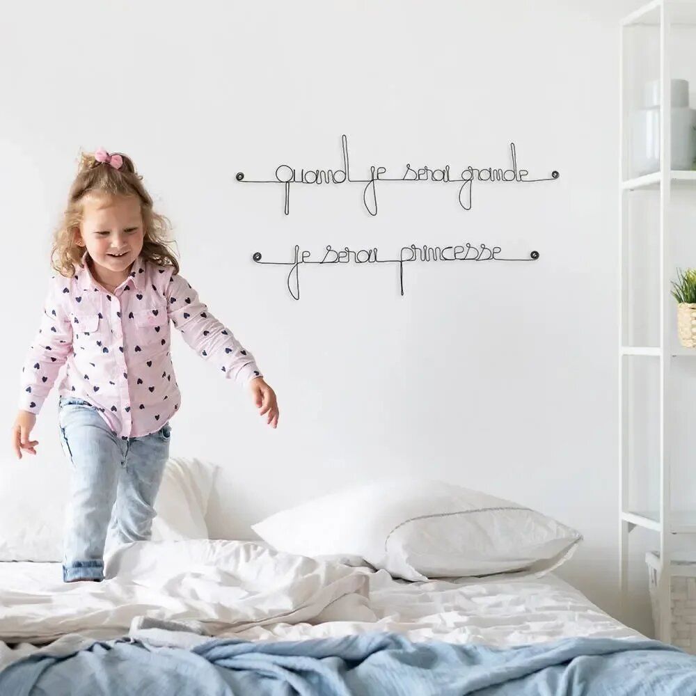Autres décorations murales - Citation métal "Quand je serai grande, je serai princesse" - BIJOUX DE MUR