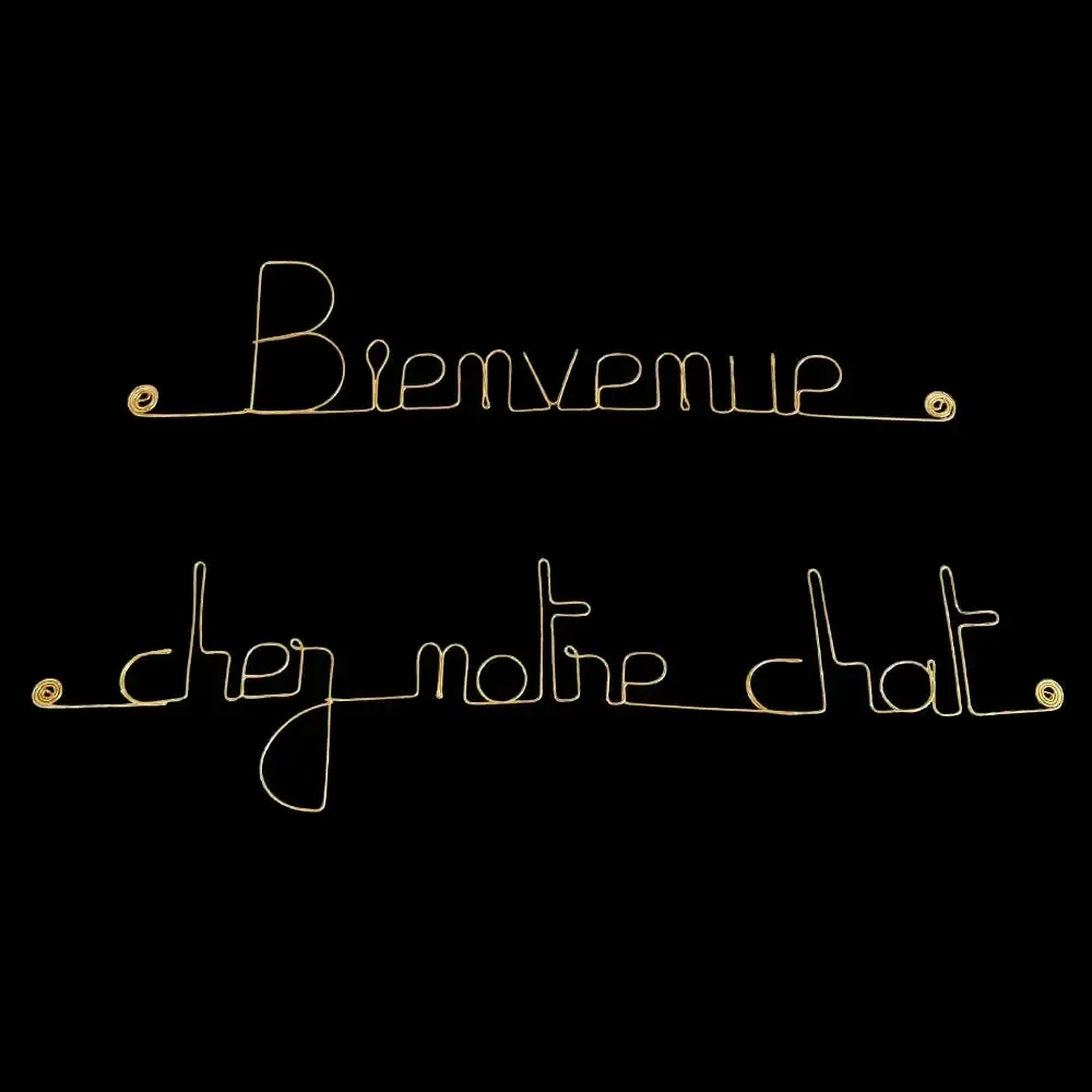 Autres décorations murales - Déco Murale en laiton doré : " Bienvenue chez notre chat " - BIJOUX DE MUR
