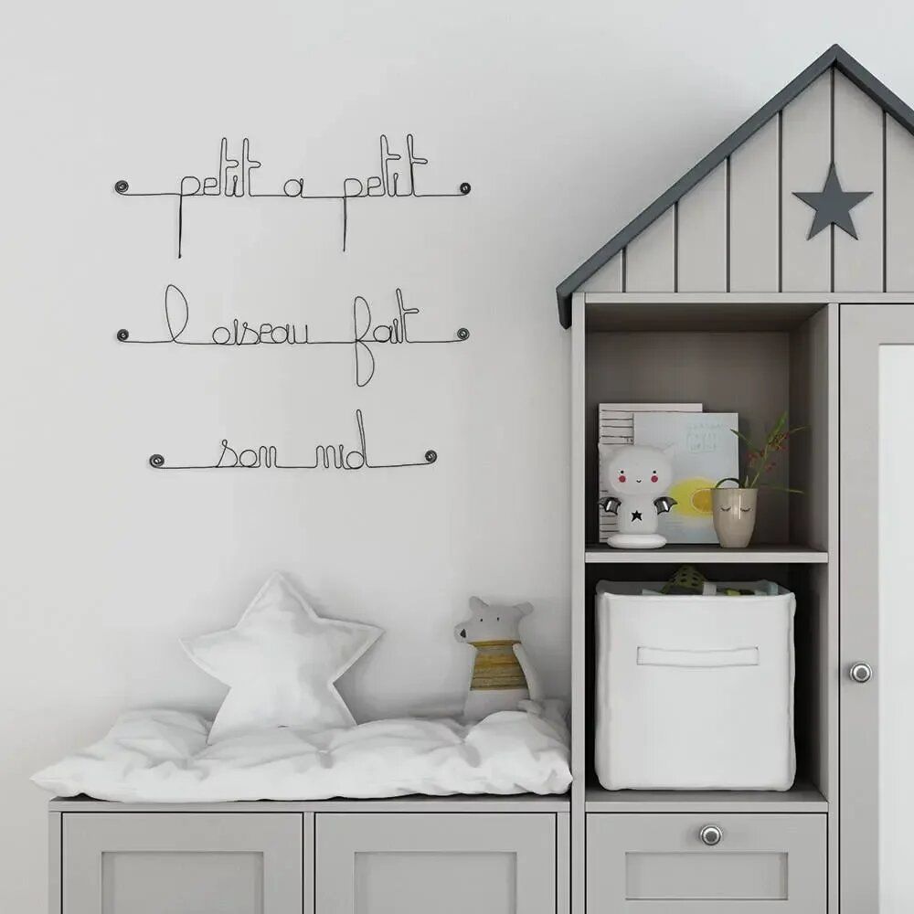 Autres décorations murales - Déco Murale Métal Chambre Citation " Petit à petit, ..." - BIJOUX DE MUR