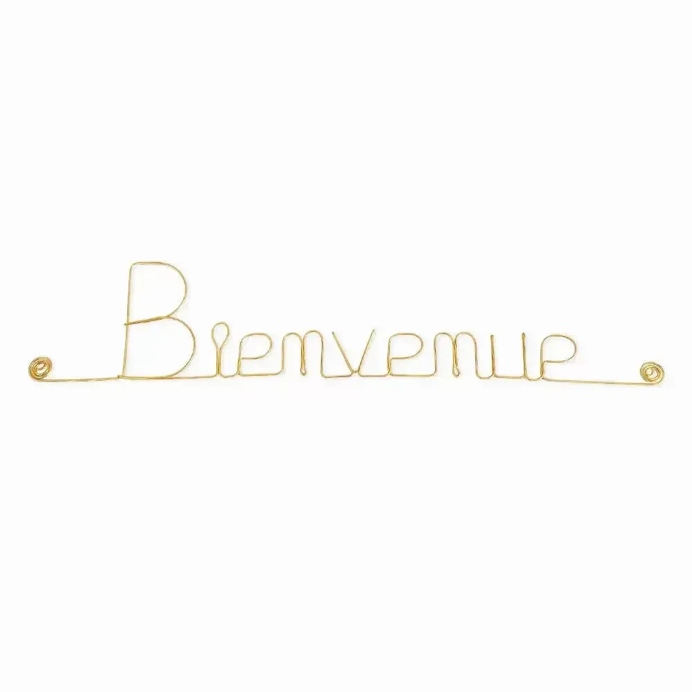 Autres décorations murales - Décoration Murale - Mot en fil de Laiton Doré " Bienvenue " - BIJOUX DE MUR