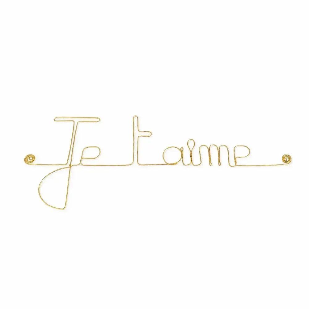 Autres décorations murales - Décoration murale en fil de Laiton Doré " Je t'aime " - BIJOUX DE MUR