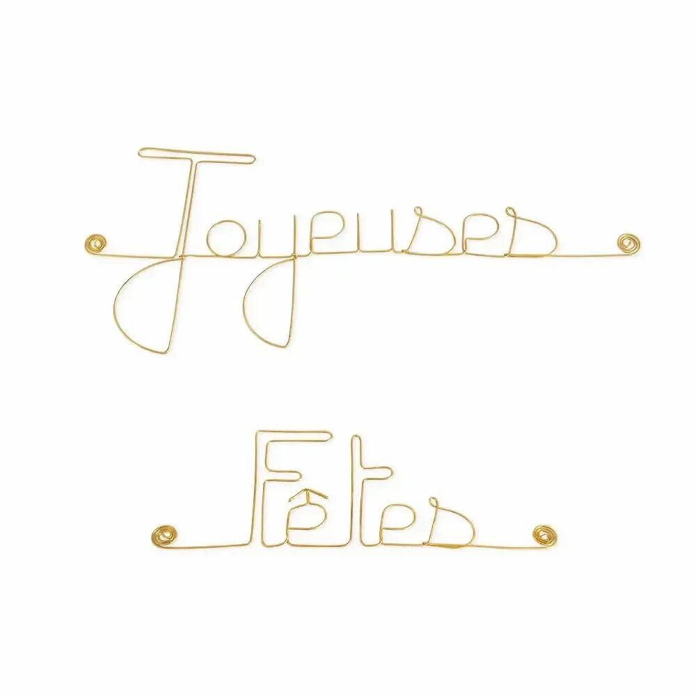 Other wall decoration - Gold Brass Wire Wall Decor - Happy Holidays - BIJOUX DE MUR