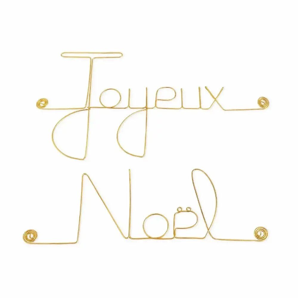 Autres décorations murales - Décoration Murale en Fil de Laiton Doré - Joyeux Noel - BIJOUX DE MUR