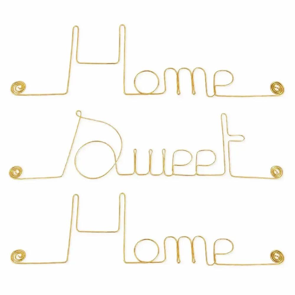 Other wall decoration - Décoration Murale en fil de Laiton Doré : "Home Sweet Home" - BIJOUX DE MUR