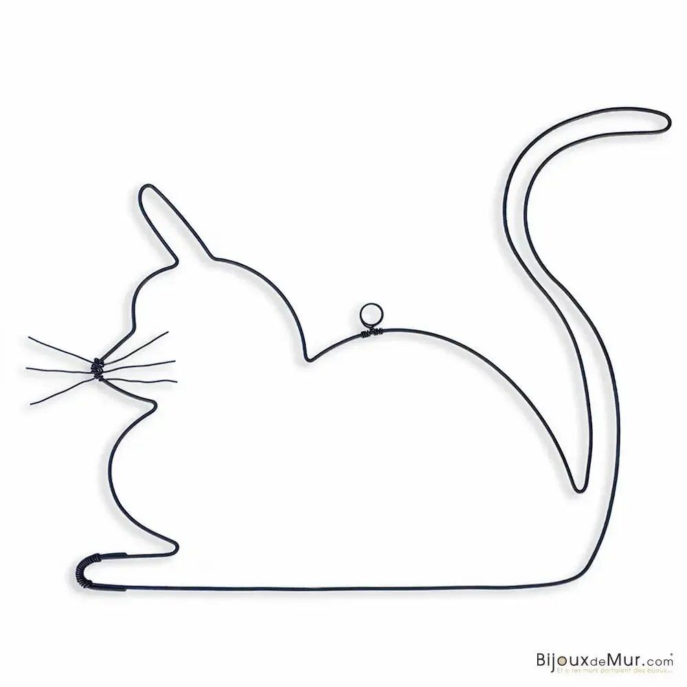 Other wall decoration - Wire wall decoration "Lying cat" - Wall jewelry - BIJOUX DE MUR