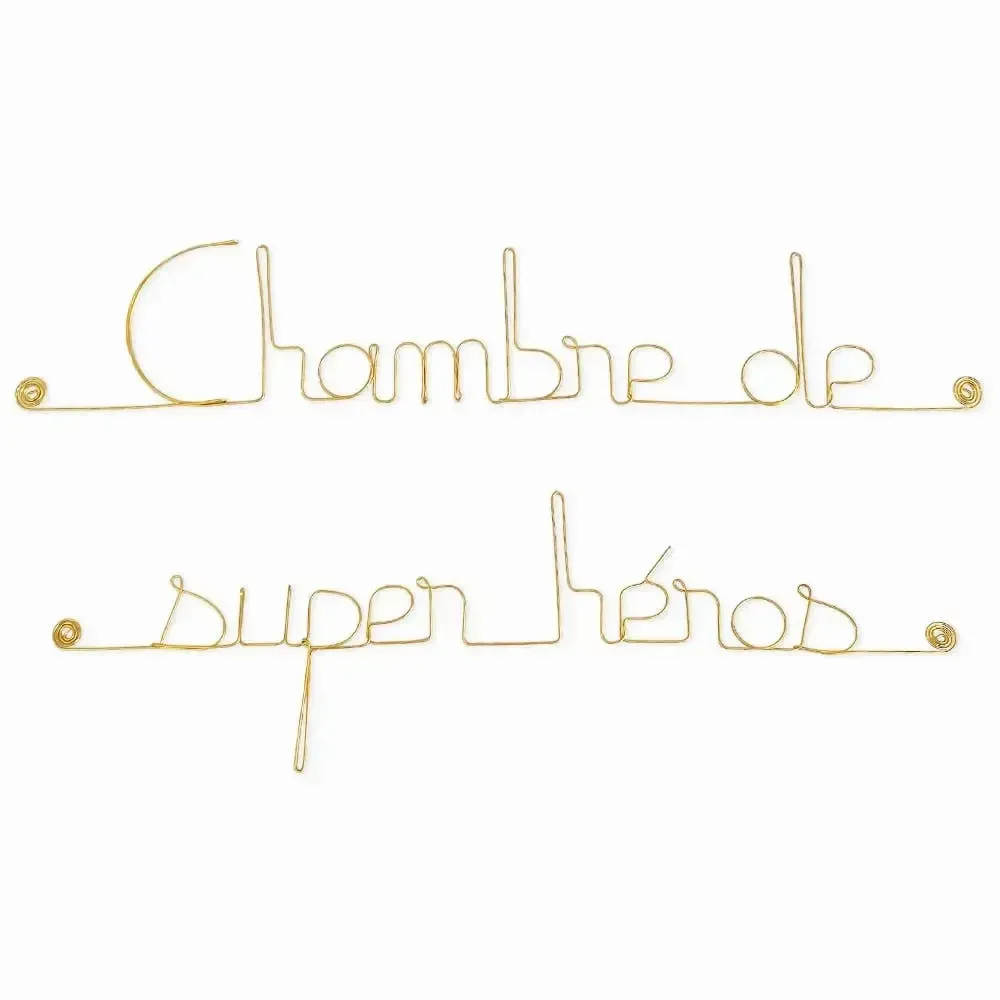 Autres décorations murales - Décoration Murale fil de Laiton Doré Chambre de super héros - BIJOUX DE MUR