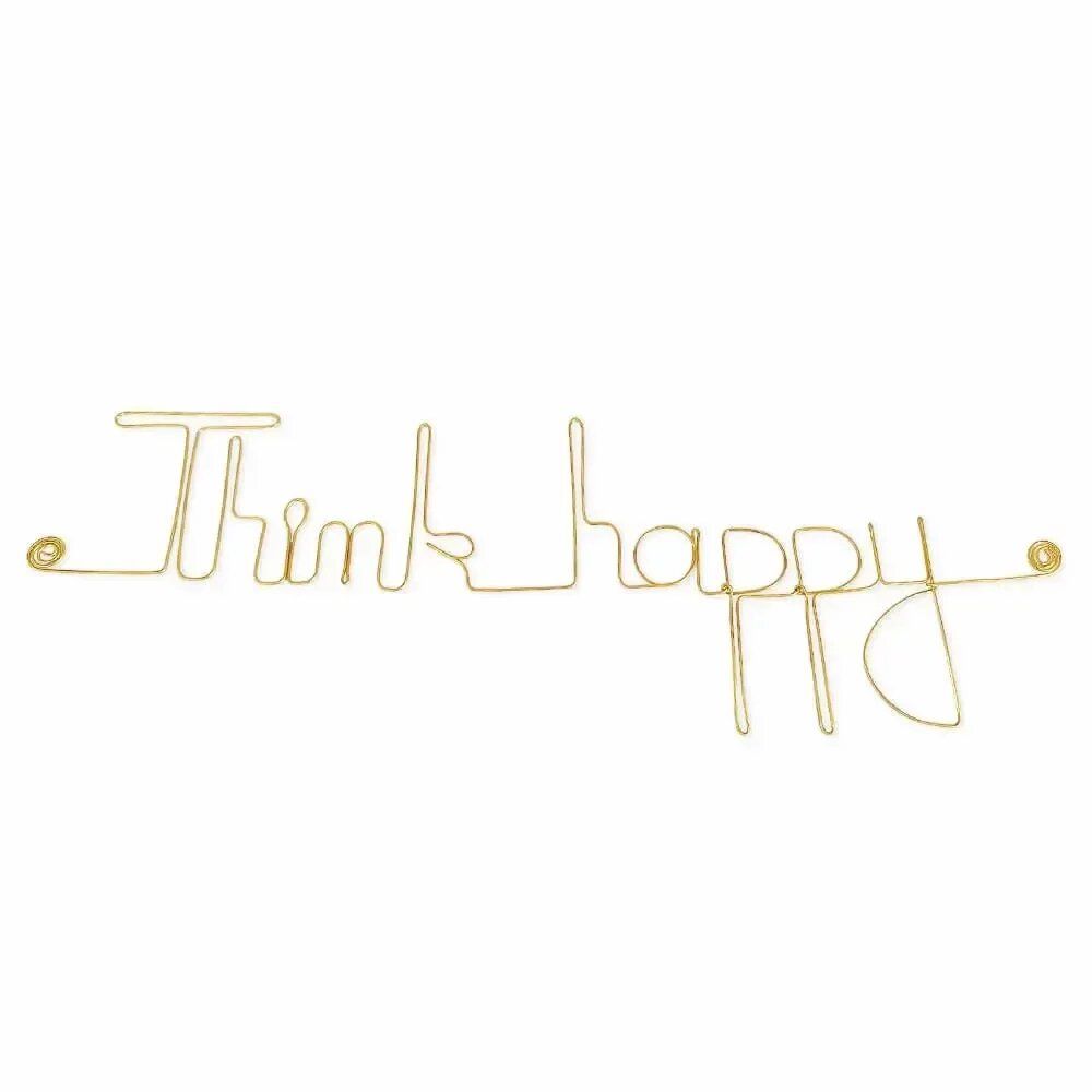 Autres décorations murales - Décoration Murale Laiton Doré " Think happy " - à punaiser - BIJOUX DE MUR