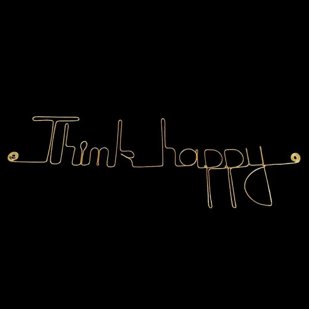 Autres décorations murales - Décoration Murale Laiton Doré " Think happy " - à punaiser - BIJOUX DE MUR