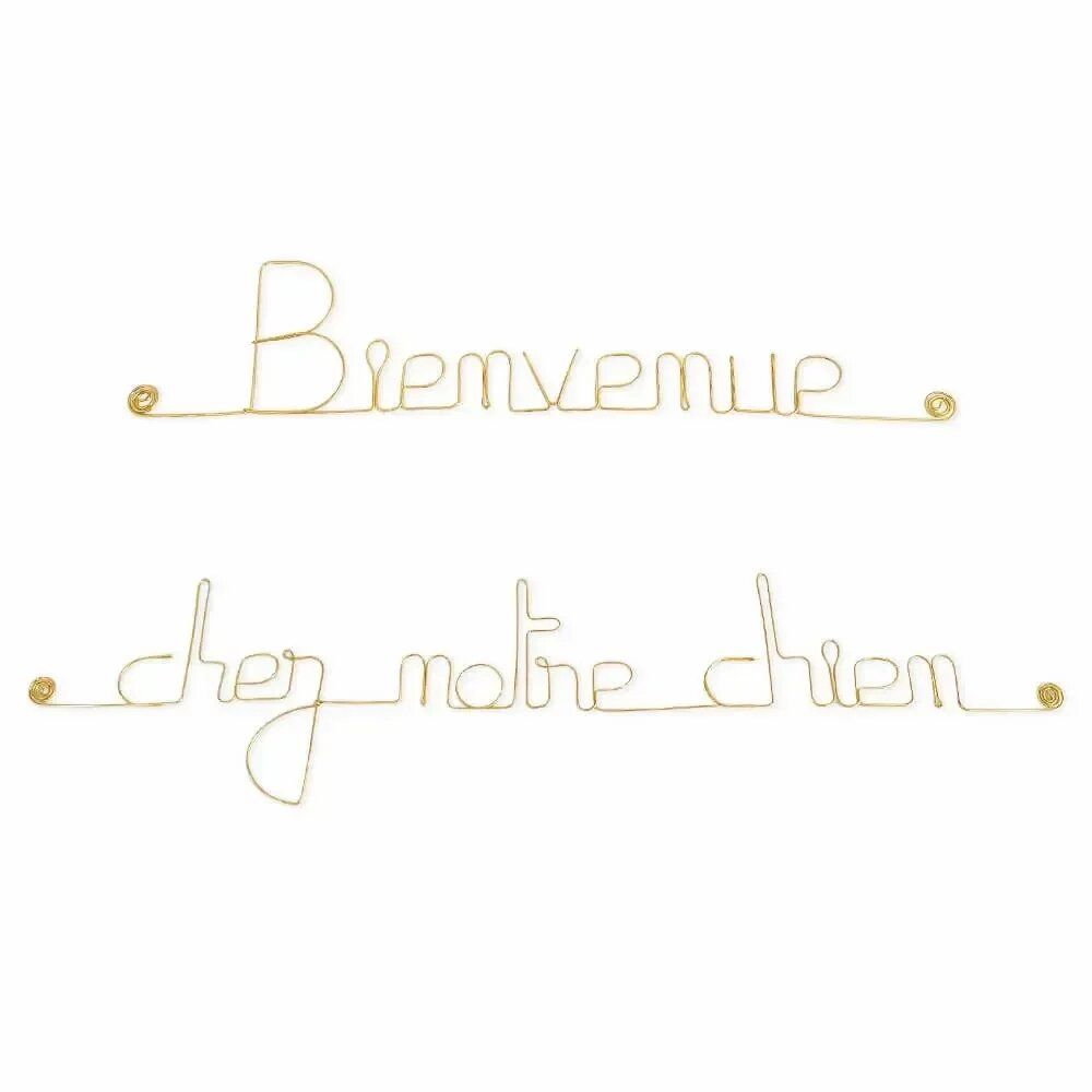 Autres décorations murales - Décoration Murale laiton doré "Bienvenue chez notre chien" - BIJOUX DE MUR