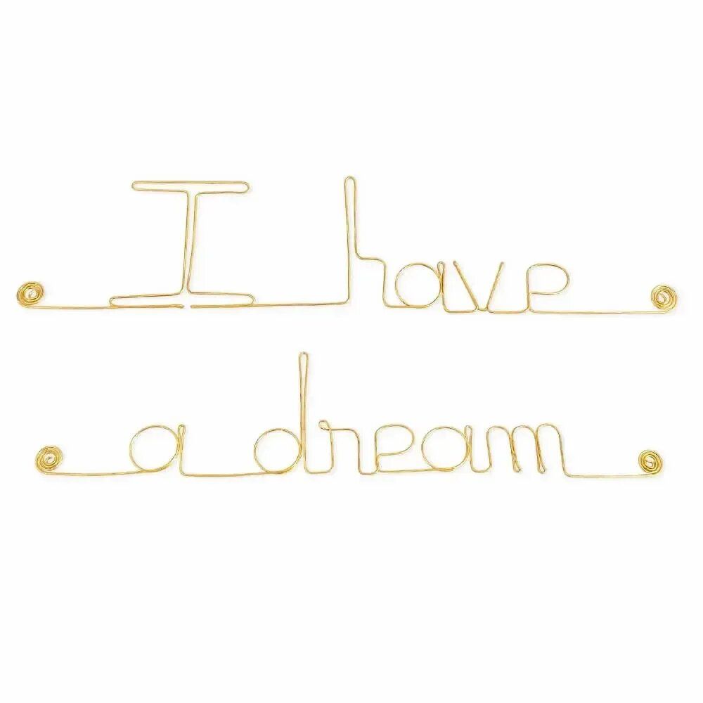 Autres décorations murales - Écriture en Fil de Laiton Doré "I have a dream" - Décoration - BIJOUX DE MUR