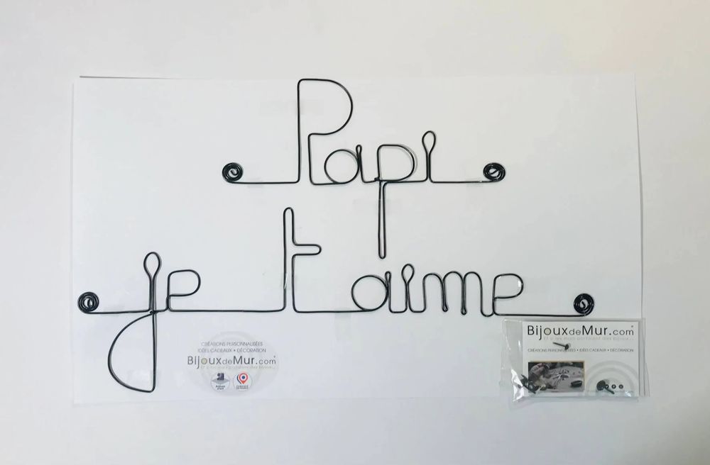 Autres décorations murales - Fête des Grand-Pères " Papi je t'aime " - en Fil de Fer - BIJOUX DE MUR