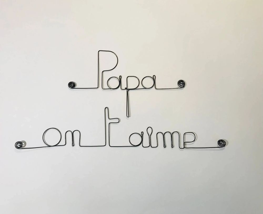 Autres décorations murales - Fête des Pères " Papa on t'aime " - en Fil de Fer - BIJOUX DE MUR