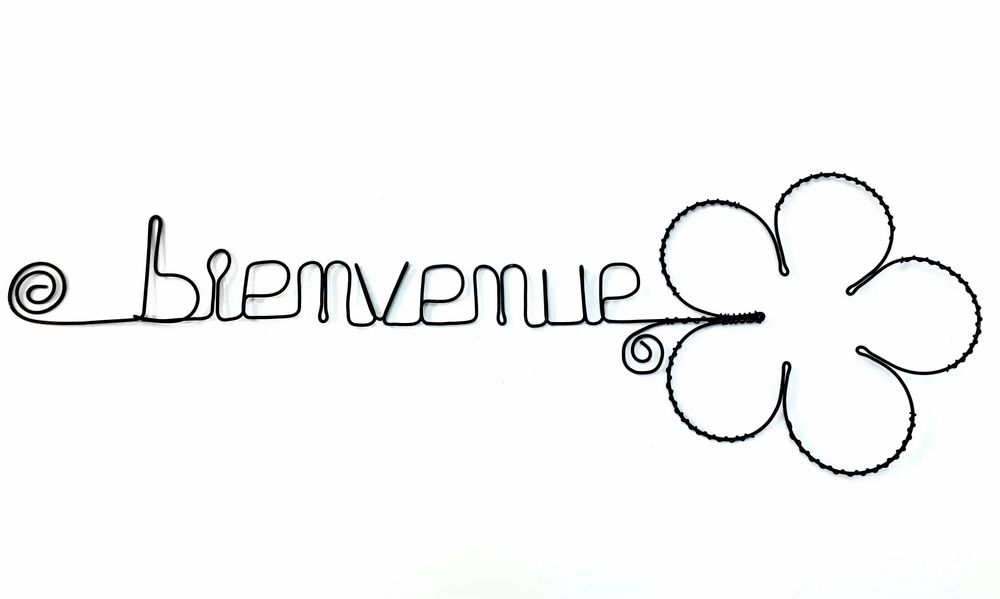 Autres décorations murales - Fleur de Pâquerette "Bienvenue" - Décoration murale fil fer - BIJOUX DE MUR