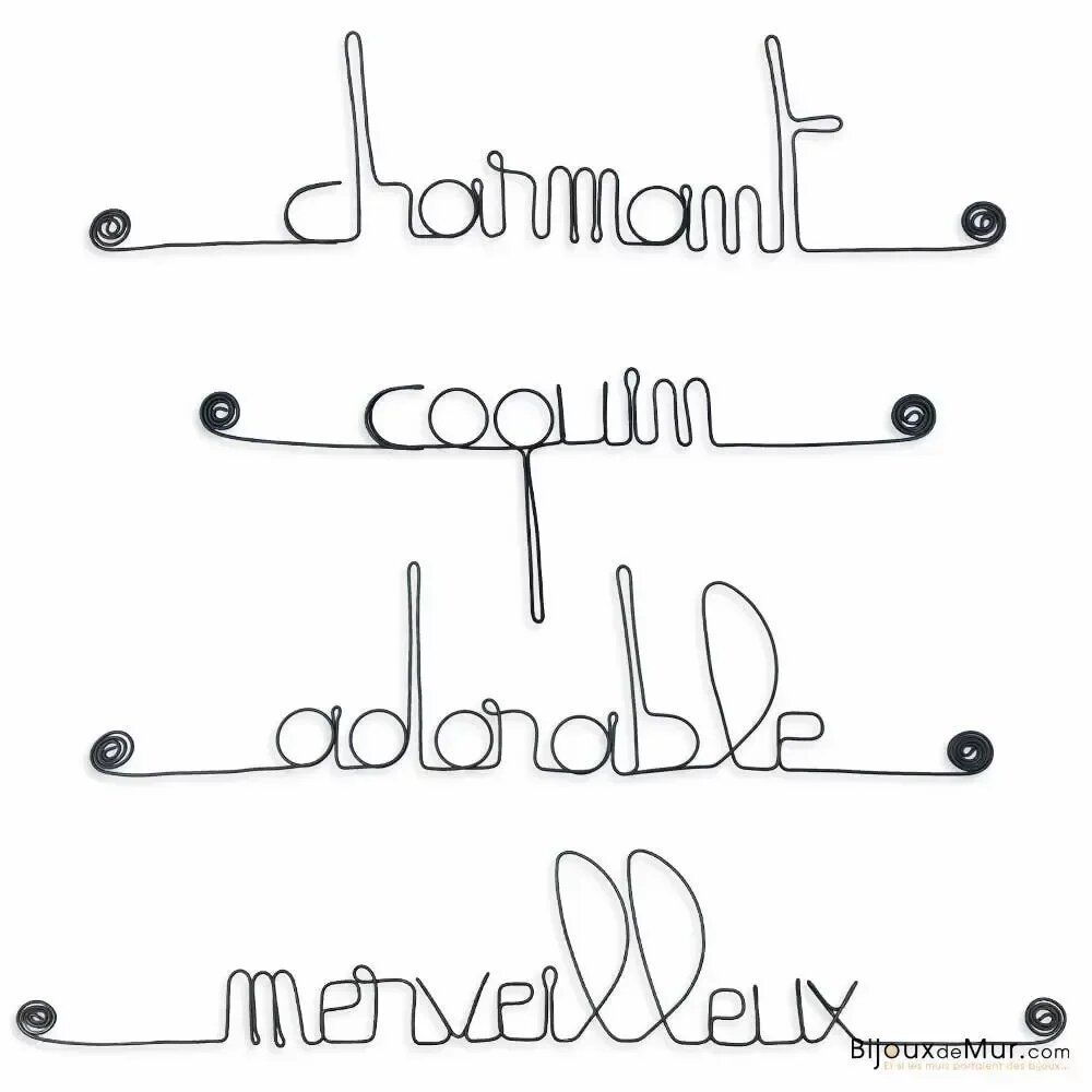 Autres décorations murales - Lot de petits messages en fil de fer - GARÇONNET - BIJOUX DE MUR