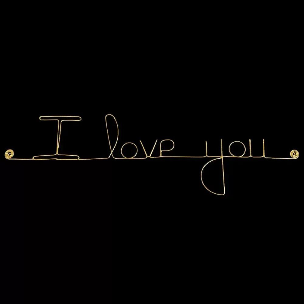 Autres décorations murales - Message Amour St Valentin en fil de Laiton Doré "I love you" - BIJOUX DE MUR