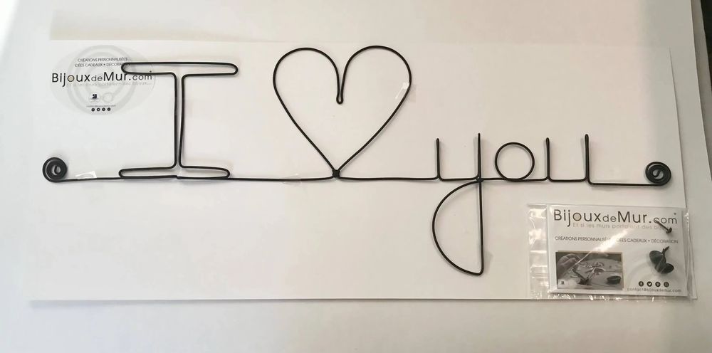 Autres décorations murales - Message d'amour : I love you - Saint Valentin - Mariage - BIJOUX DE MUR