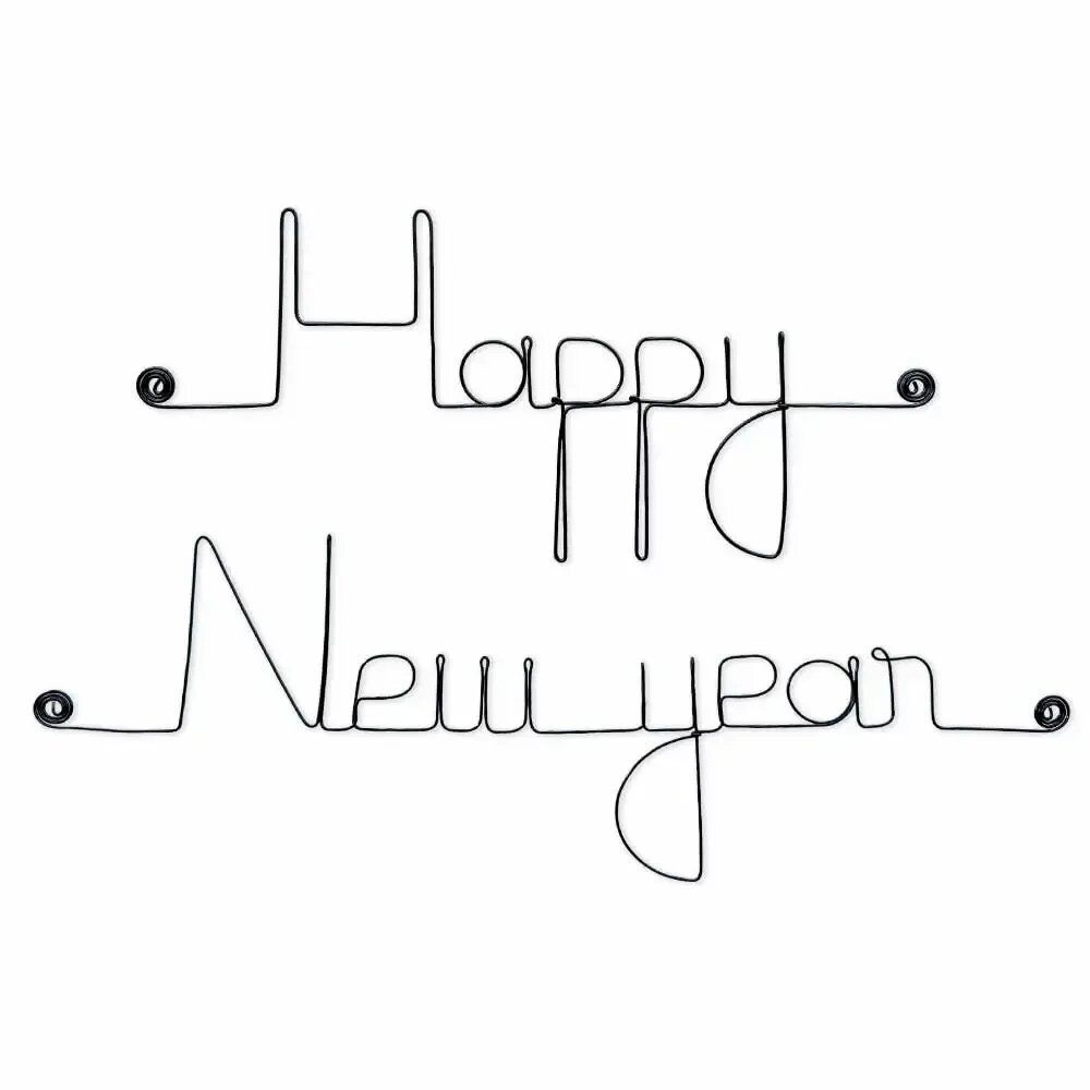Autres décorations murales - Message en fil de fer " Happy new year " - BIJOUX DE MUR