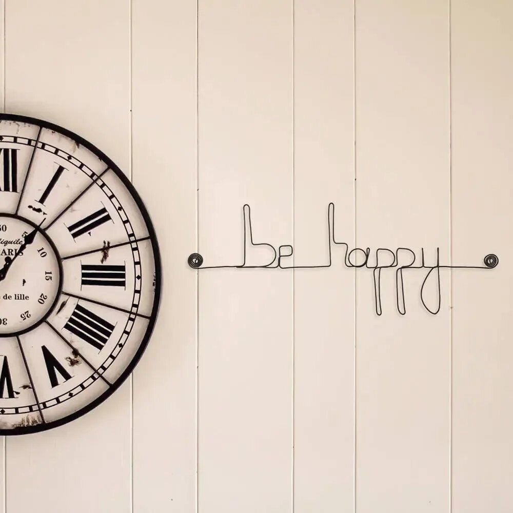 Other wall decoration - Wire wall decoration word "Be happy" - BIJOUX DE MUR