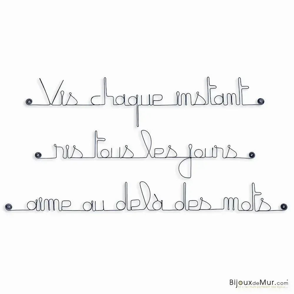Autres décorations murales - Phrase en fil de fer " Vis, ris, aime au delà des mots ... " - BIJOUX DE MUR