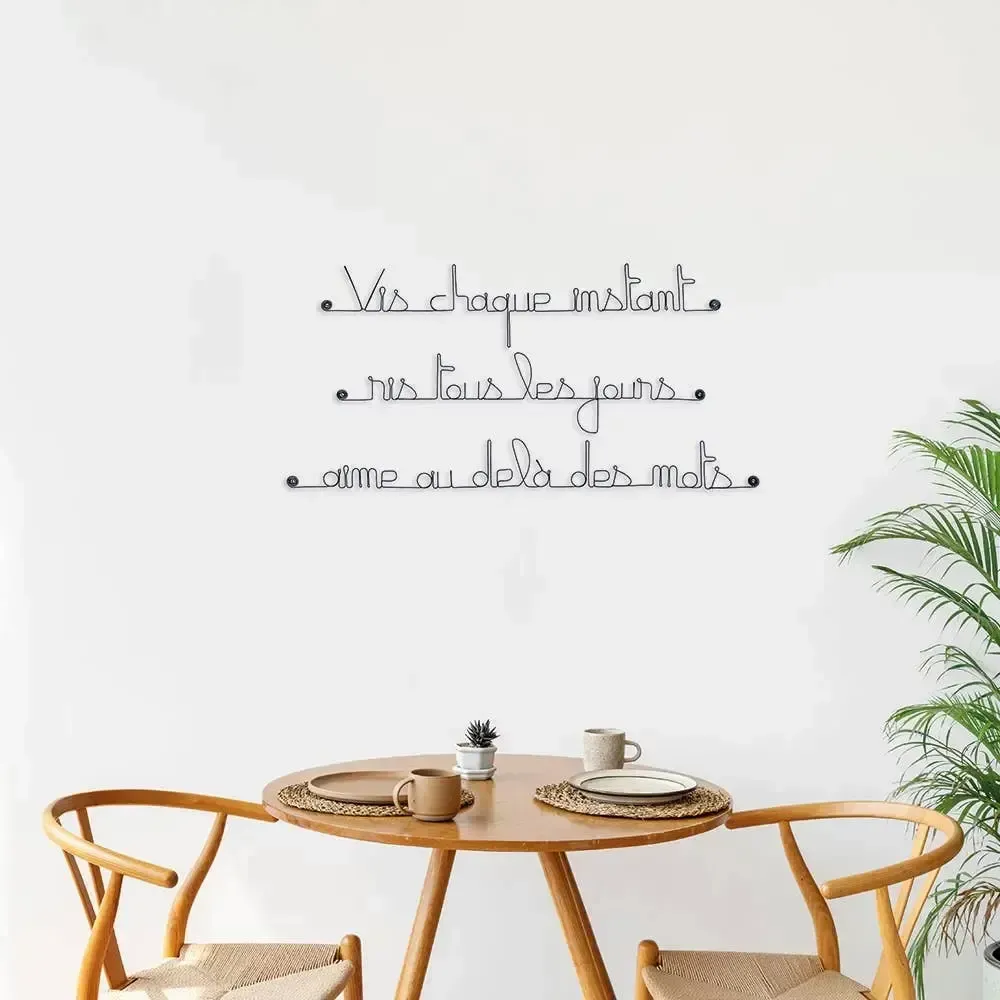 Autres décorations murales - Phrase en fil de fer " Vis, ris, aime au delà des mots ... " - BIJOUX DE MUR