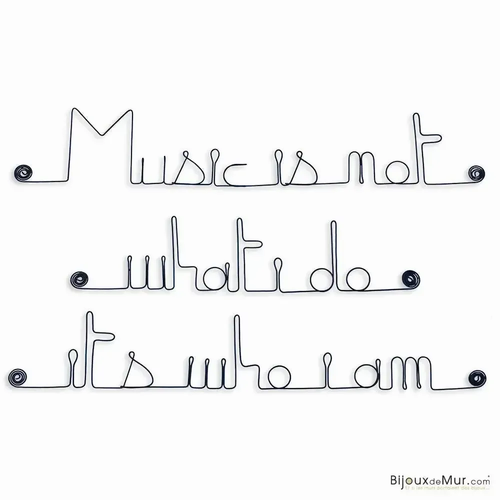 Autres décorations murales - Phrase Murale Métal : " Music " - BIJOUX DE MUR