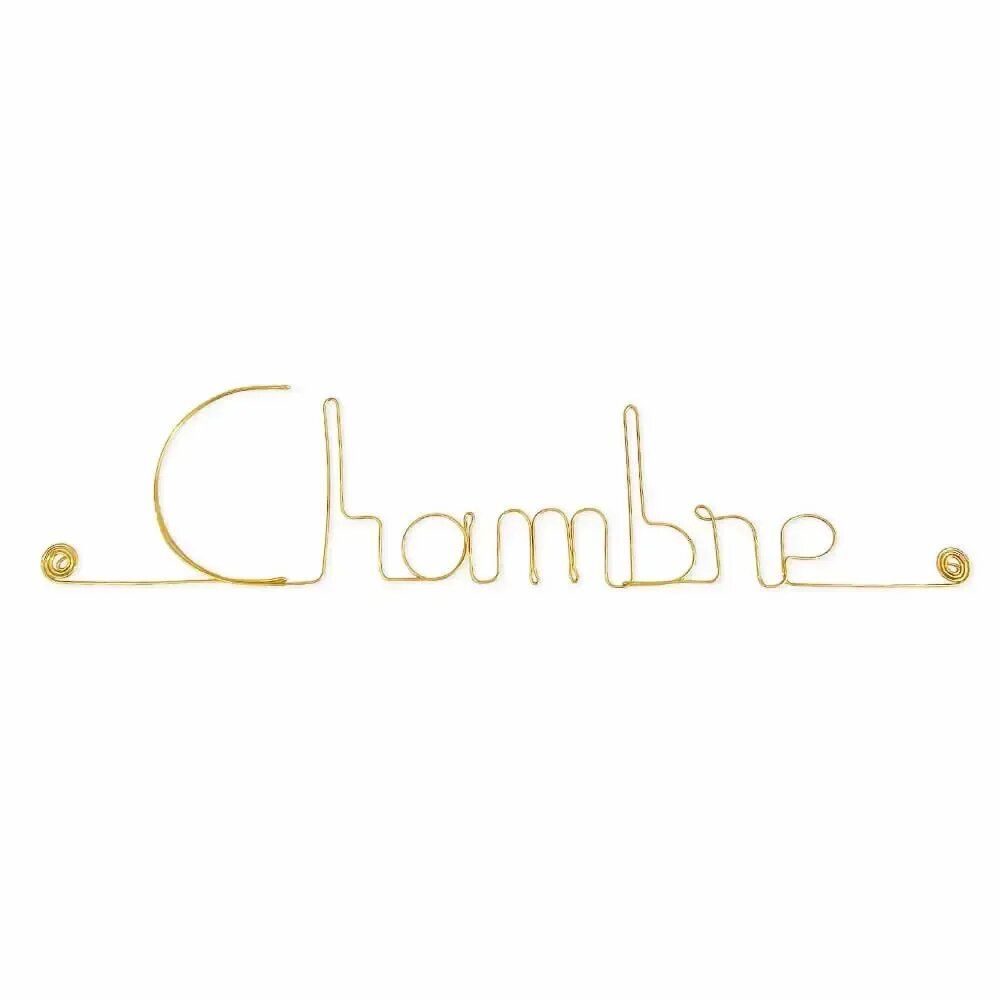 Other wall decoration - Plaque de porte en fil de Laiton Doré " Chambre " - Déco - BIJOUX DE MUR