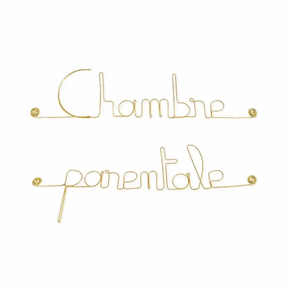 Autres décorations murales - Plaque de porte en fil de Laiton Doré " Chambre parentale " - BIJOUX DE MUR