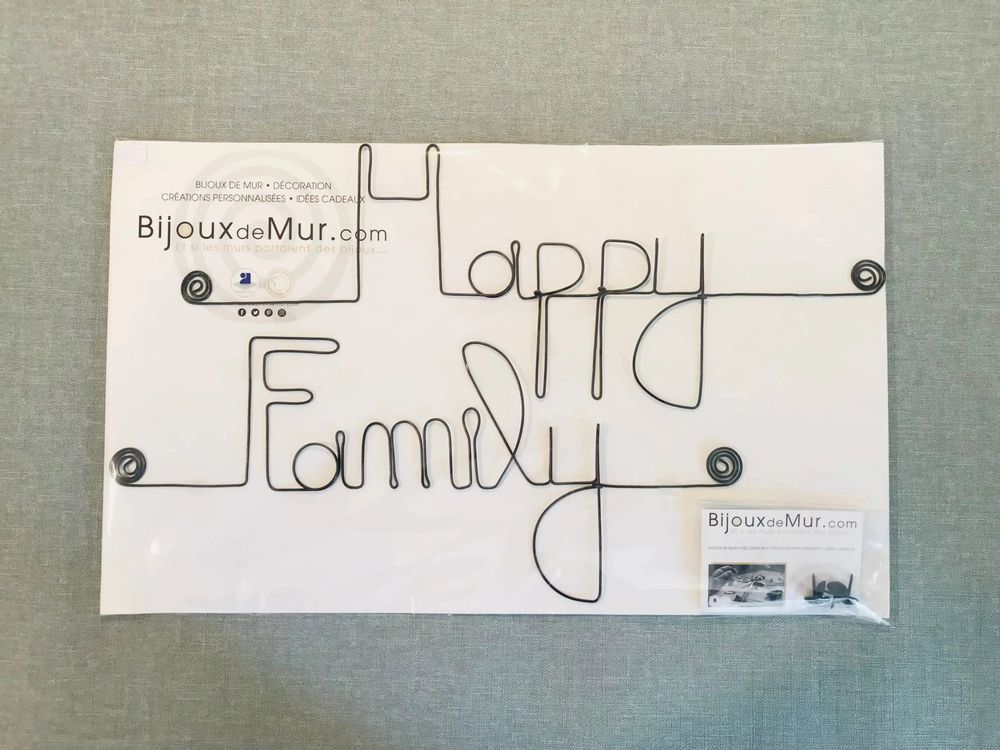 Autres décorations murales - Décoration Murale en Fil de Fer pour le mur "Happy Family" - BIJOUX DE MUR