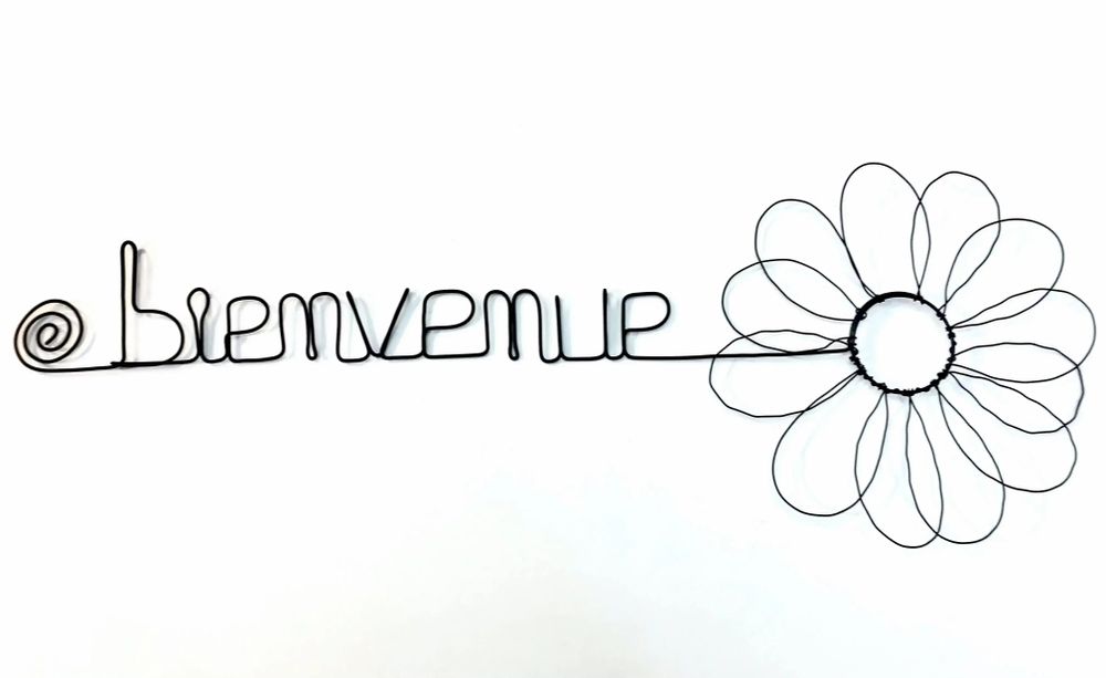 Autres décorations murales - Fleur de Marguerite - "Bienvenue" - Déco murale fil de fer - BIJOUX DE MUR