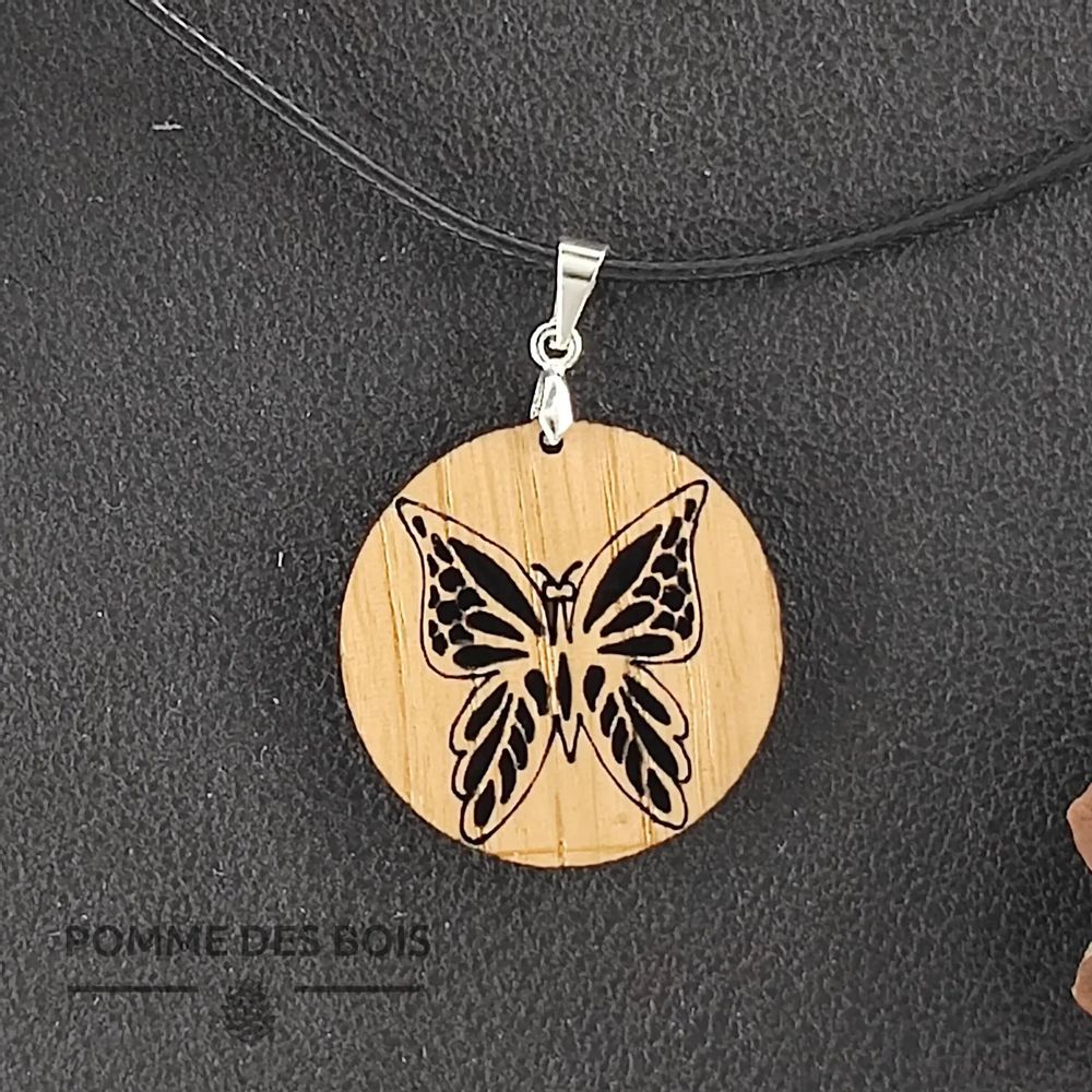 Bijoux - Collier - Papillon Bois - POMME DES BOIS
