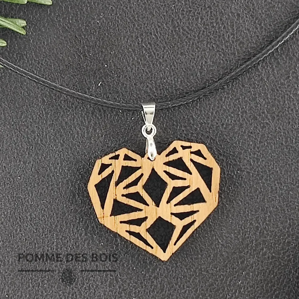 Bijoux - Collier - Coeur Géométrique - POMME DES BOIS