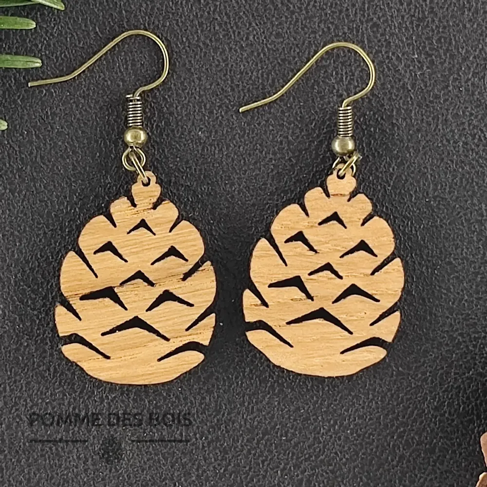 Bijoux - Boucles d'oreilles - Pomme de Pin - POMME DES BOIS